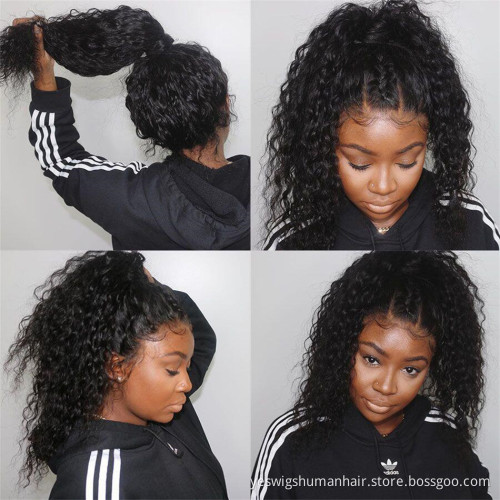 Afro Kinky Curly Raw Brazilian Virgin Human Hair Hd Lace Front Wig Cheap Transparent Full 360 Lace Frontal Wig For Black Women